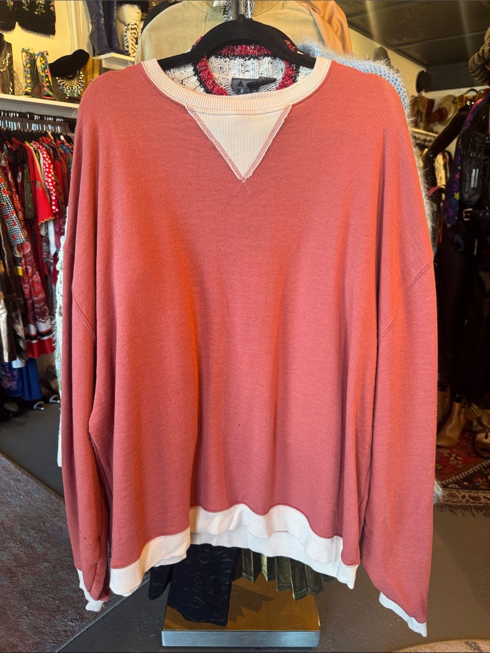 We the Free Relaxed Oversized Crewneck Sweatshirt in Dusty Coral